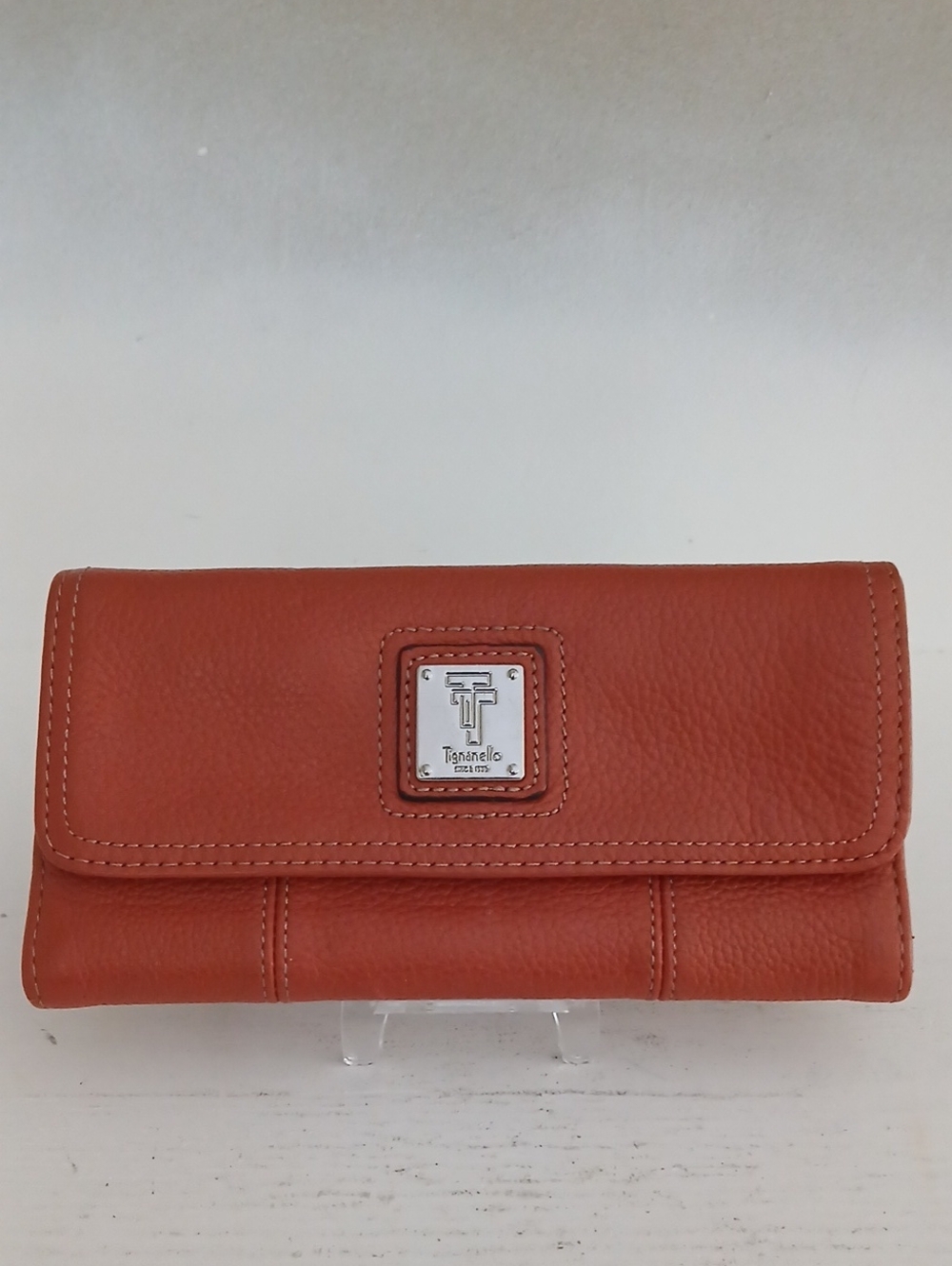 Tignanello Burnt Orange Pebbled Leather Continental Wallet